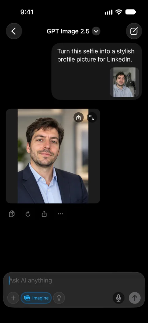 Fello AI on iPhone: Image generation, dark mode