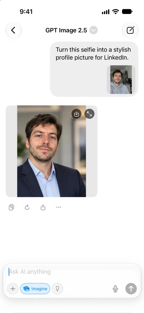 Fello AI on iPhone: Image generation, light mode