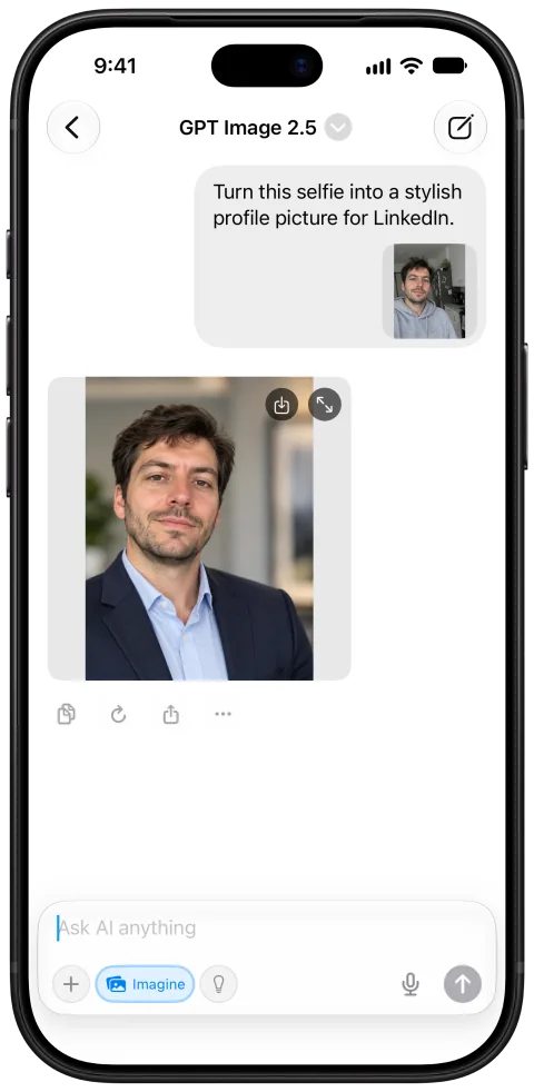 Fello AI on iPhone: Image generation, light mode