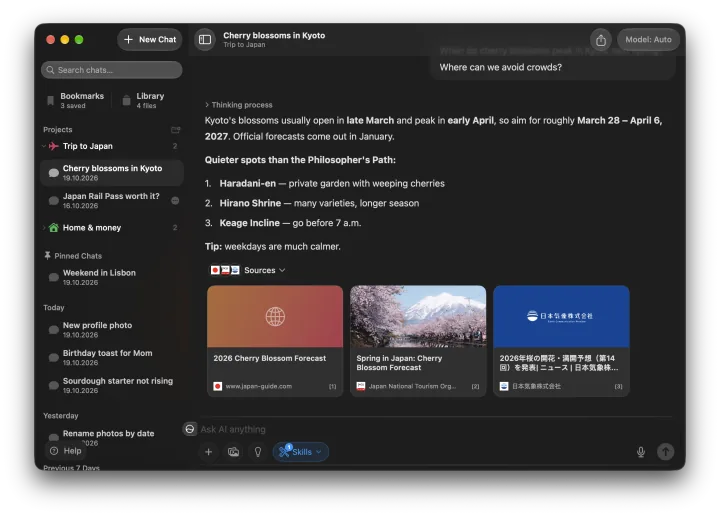 Fello AI on Mac: Web search, dark mode