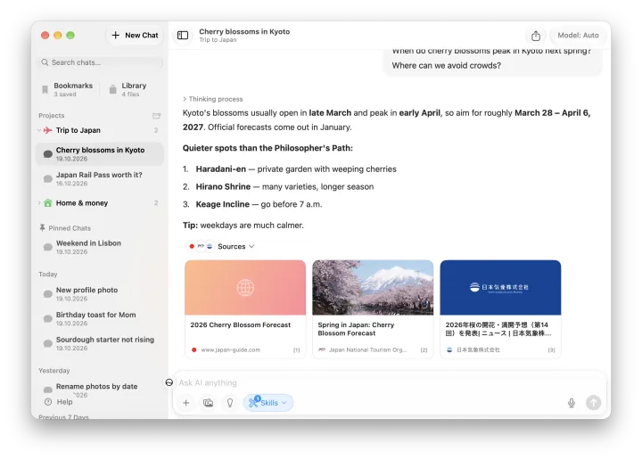 Fello AI on Mac: Web search, light mode