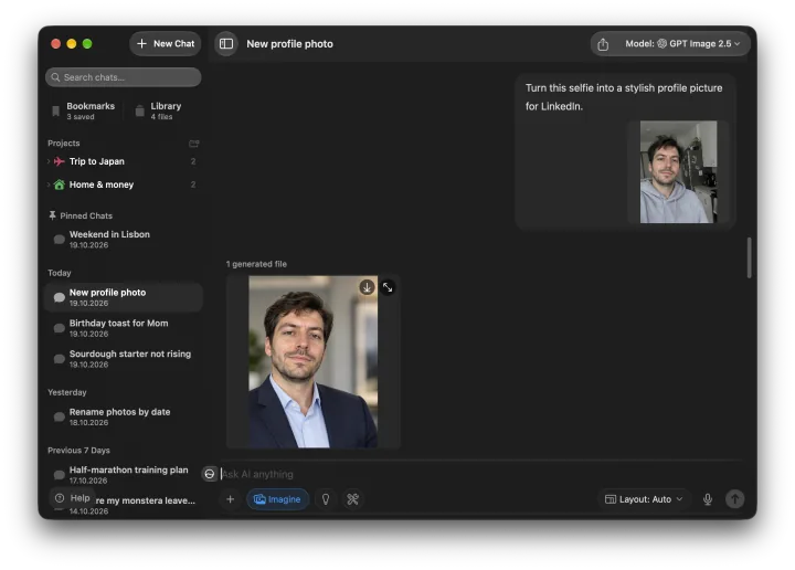 Fello AI on Mac: Image generation, dark mode