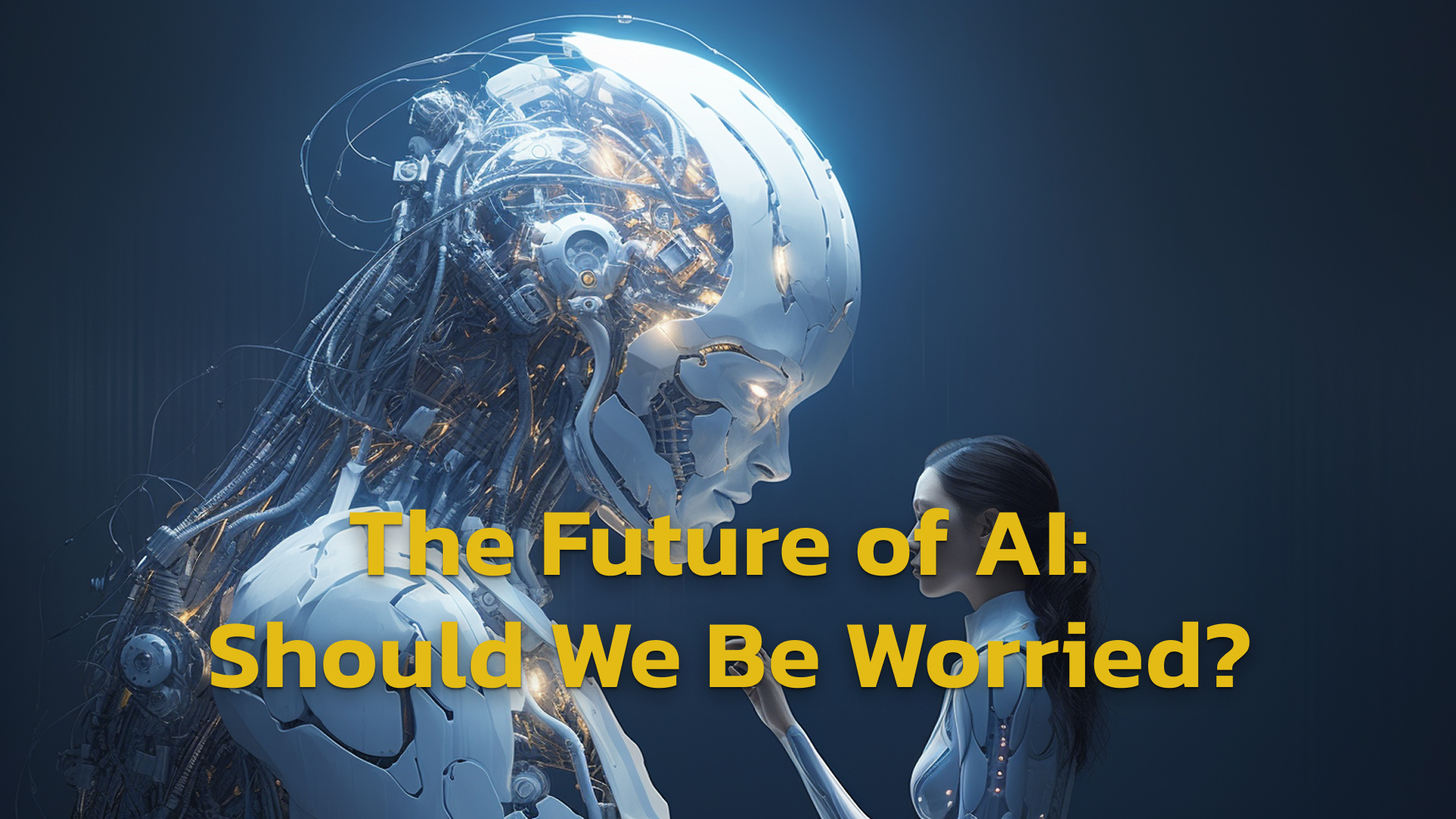 an aI robot looking at a human