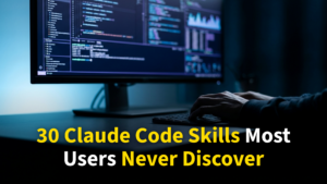 A developer at a dark ultrawide monitor setup with glowing code windows — illustrating the best Claude Code skills picked by use case