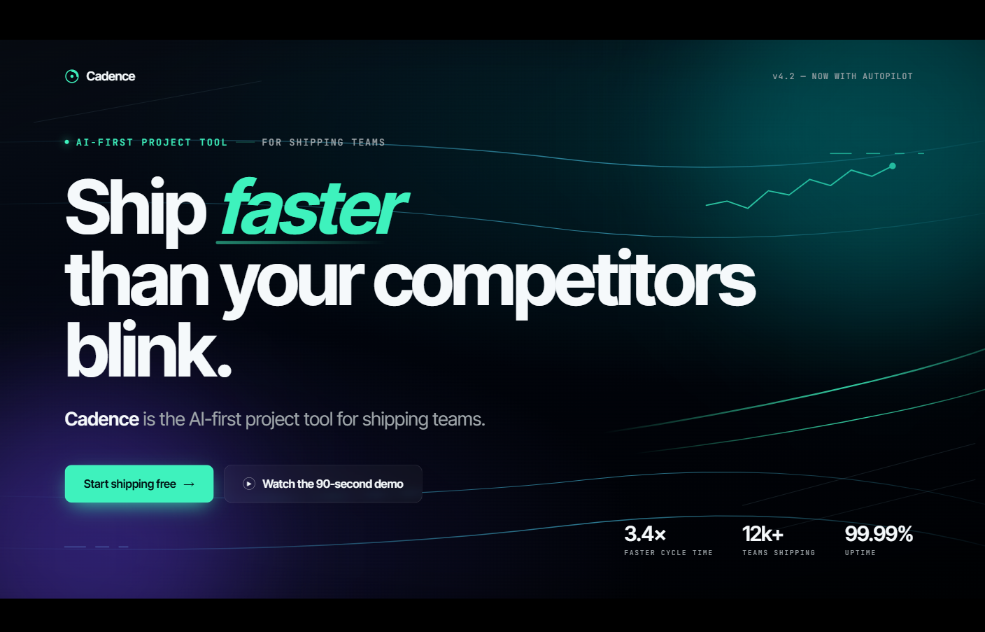 Live HTML landing page hero generated by Claude Design with italicized headline and real CTA buttons