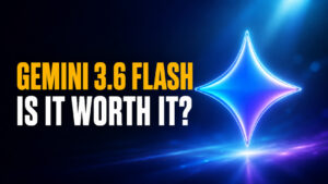 Gemini 3.6 Flash thumbnail with the headline “GEMINI 3.6 FLASH — IS IT WORTH IT?” beside a glowing blue and purple Gemini logo on a dark cinematic background.